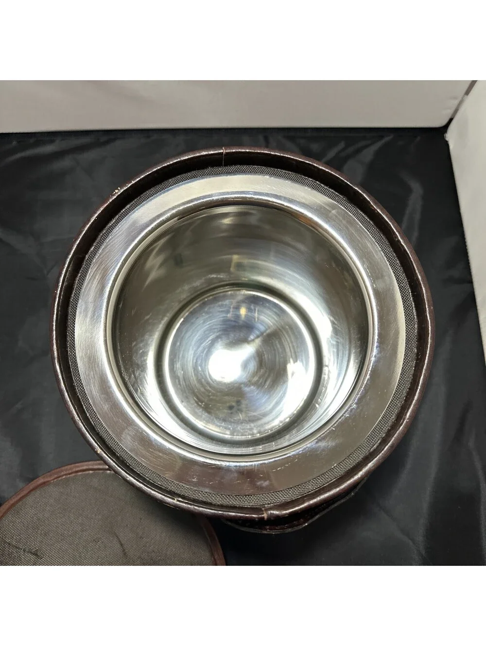Pottery Barn Faux Leather Ice Bucket With Tongs￼